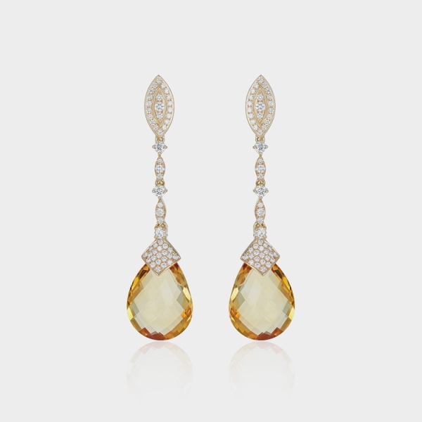 Boucles d’Oreilles Citrine Pendantes