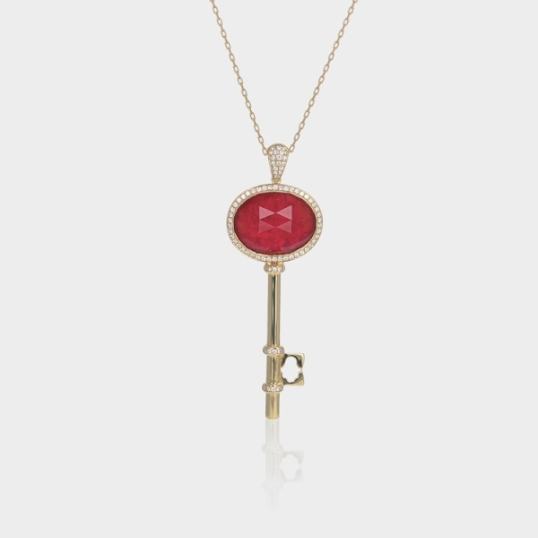 Pendentif Clé Couleur Rubis