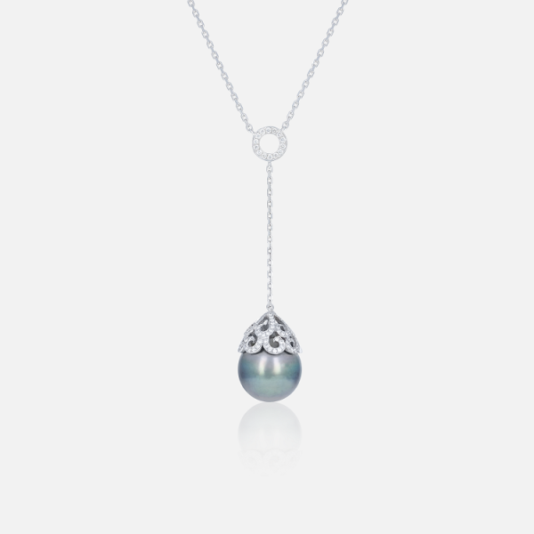 Pendentif Perle Baroque Grise