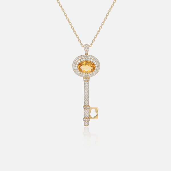 Pendentif Clé Citrine