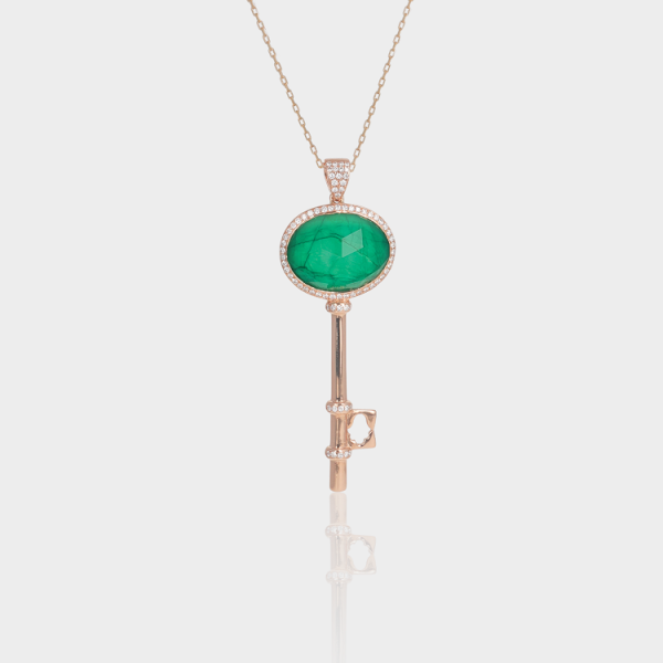 Pendentif Clé Couleur Emeraude