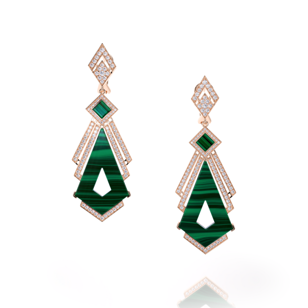 BOUCLES D'OREILLES MUSEUM MALACHITE