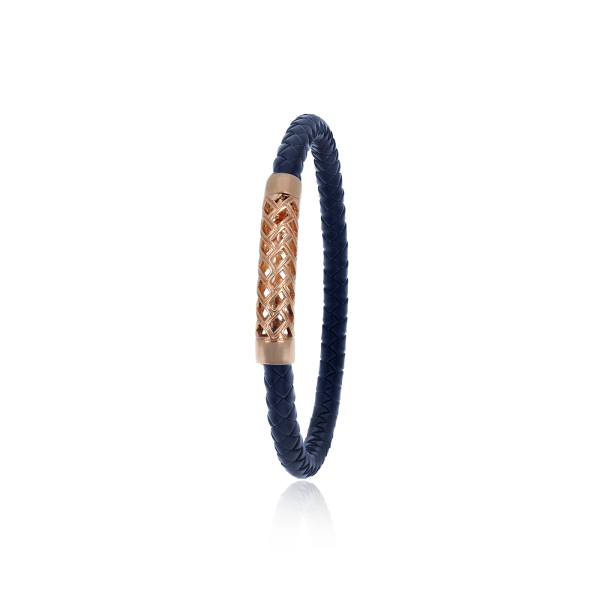 Bracelet Tresse Cuir Bleu