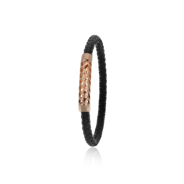 Bracelet Tresse Cuir Noir