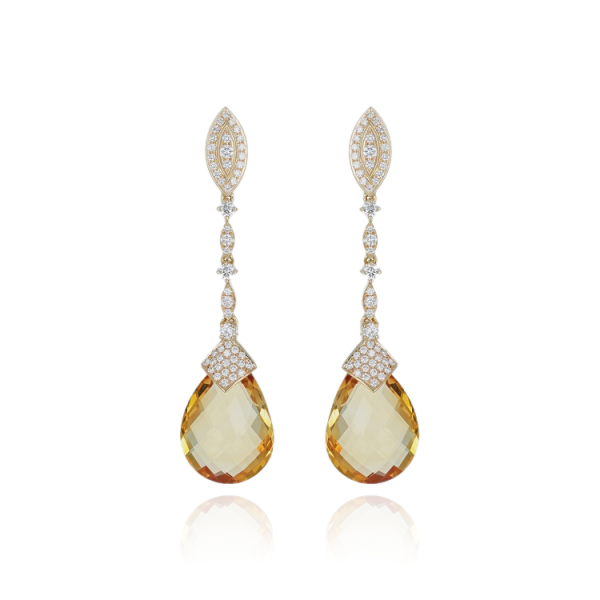 Boucles d’Oreilles Citrine Pendantes