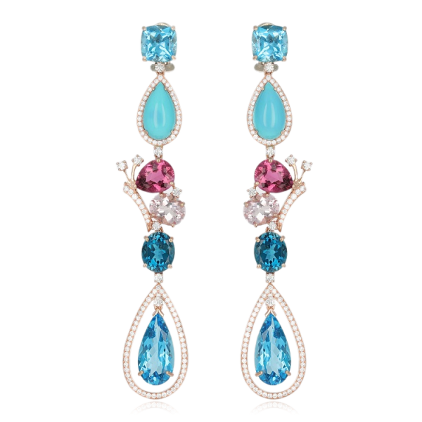 Boucles d’Oreilles d’Exception Muti-Pierres