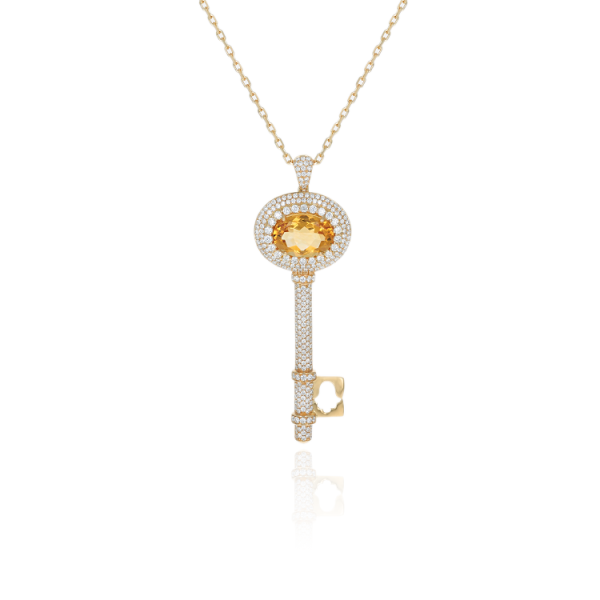 Pendentif Clé Citrine