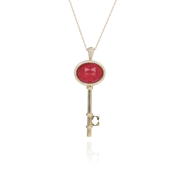 Pendentif Clé Couleur Rubis