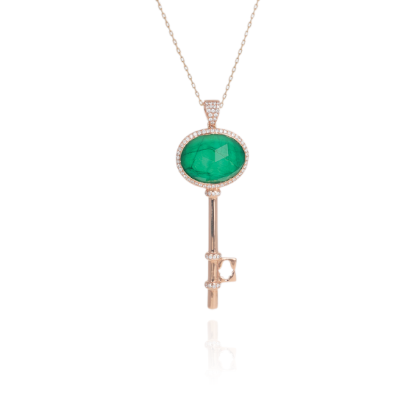 Pendentif Clé Couleur Emeraude
